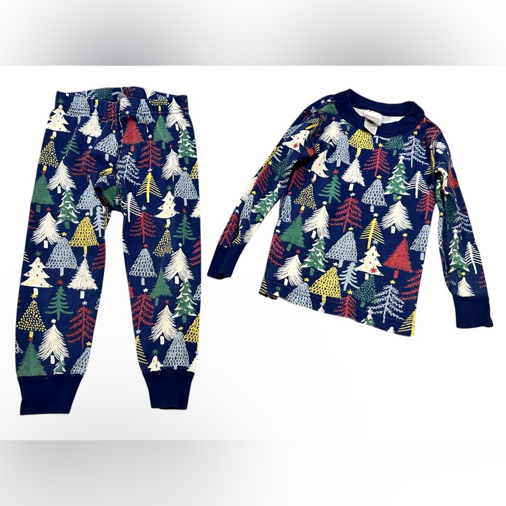 Hanna Andersson Navy Holiday Tree Print Pajama Set